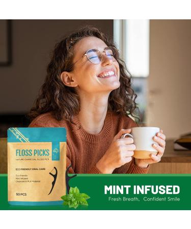 Natural Mint Vegan Dental Floss Sticks - Eco-Friendly & Sustainable Teeth Cleaning - 50 Count - Buy Online on GoSupps.com