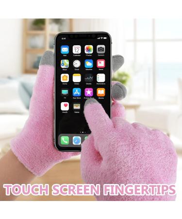 Touchscreen Gloves for Eczema and Dry Hands Overnight- Moisturizing Gloves with Gel Lining Hydrating Cracked Hand Treatment Fuzzy Gloves Touchscreen Fingers Spa Lotion Glove for Women (Pink) - Buy Online on GoSupps.com