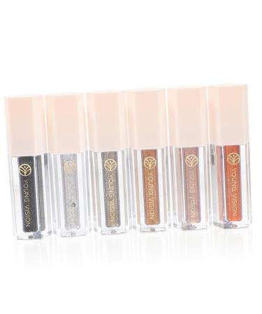 Healvian 6pcs Eye Shadow Set Eye Glitter Metallic Eye Shadow Glitter Eyeshadow Liquid Eyeshadow Highlighter 1 count (Pack of 1) As Shown