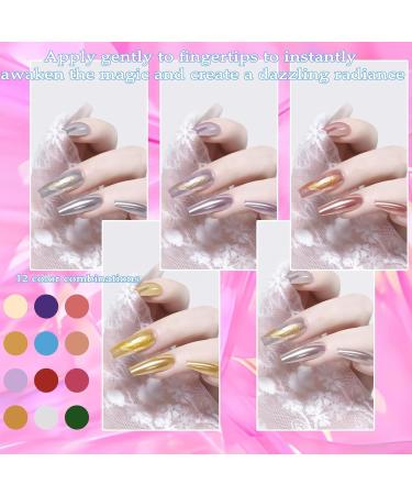 lomdung 12 Pcs Nail Pigment Powder Chrome Nail Powder Mirror Powder for Nails Easy DIY at Home for Nail Art Manicure and Decoration MultiColor - Buy Online on GoSupps.com