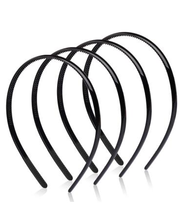 4 pcs Plastic Headband Black Headbands Thin Teeth Skinny Hairbands Soft Non Slip Outdoor Sports Hair Bands for Mens Women's Girls (8mm Wide) - Buy Online on GoSupps.com