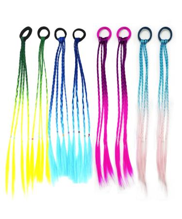 8 pieces of colorful strands of hair 40 cm hair ring twist braid rubber band extensions braided hair tubibibibibibibibibutants hair braiding wig pieces for girls women - 4 colors