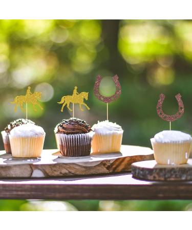 Helewilk 24 Pcs Cowboy and Horseshoe Cupcake Toppers Western Themed Baby Shower Birthday Party Dessert Cupcake Picks Wild West Party Decoration Supplies - Buy Online on GoSupps.com