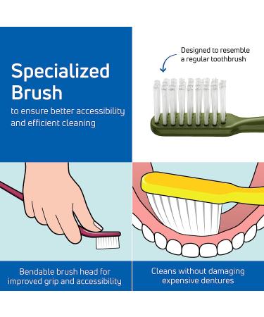 TEPE Denture Care Denture Brush - Adult Denture-Cleaner Toothbrush - Buy Online on GoSupps.com