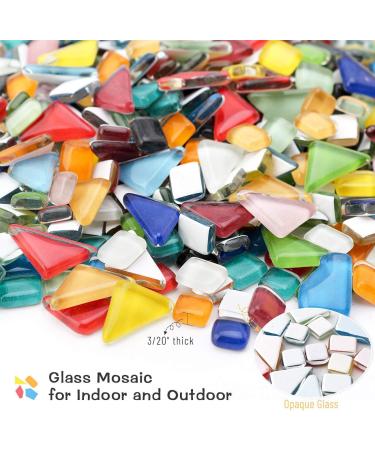 Youway Style 1000g Glass Mosaic Tiles - Bulk Colorful Irregular Pieces for DIY Crafts - 1kg Mosaic Handmade Decor - 14 Mixed Colors - Buy Online on GoSupps.com
