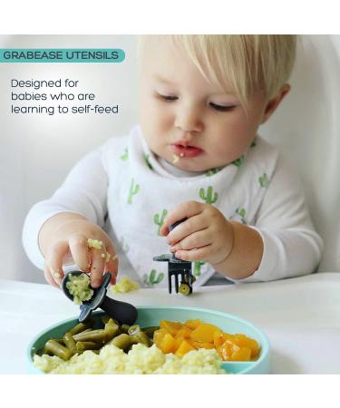 Grabease Toddler Utensils - Self Feeding Baby Forks, BPA-Free, Phthalate-Free - 1 Set Gray - Buy Online on GoSupps.com