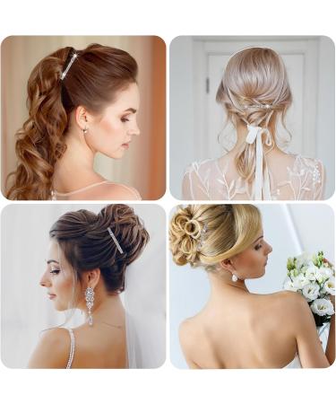 Sparkly Rhinestone Hair Clips Set - 4 Pcs Small Silver Barrettes for Women and Girls - Crystal Hair Accessories for Ponytail and Side Clips - Buy Online on GoSupps.com
