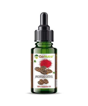Go Nutra Organic Jamaican Black Castor Oil 1oz (30ml) 100% Pure USDA Organic - Cold Pressed - For Lashes Brows Skin & Hair - Promotes Thicker Eyelashes & Eyebrows & Healthier Skin