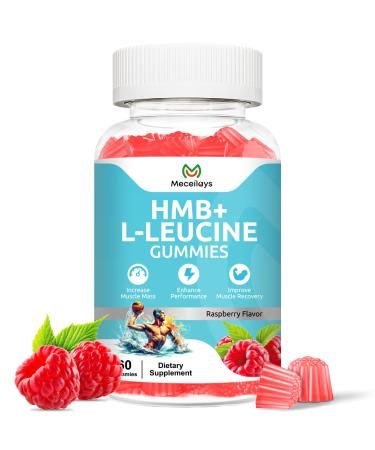 Hmb and Leucine Gummies Supplements for Men Women, 4000mg HMB & L-Leucine Amino Acid for Muscle Growth & Fast Work0ut Recovery, Non-GMO, Gluten-Free, Raspberry Flavor, 60 Count 60 Count (Pack of 1)