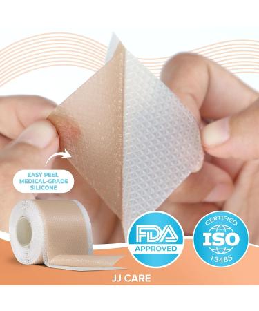 JJ CARE 1.6 x 120 Soft Silicone Scar Tape - Flexible, Washable & Reusable Medical Grade Strips for Surgical Scars - Latex-Free Silicone Tape - Buy Online on GoSupps.com