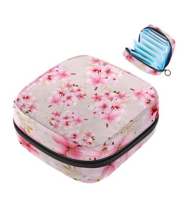 Muooum menstrual artery Bag zipper women's bandage bag tampons collect bags for women girls (pink cherry blossom) Color 1