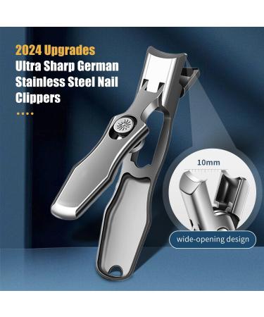 2024 German Nail Clippers for Men | Ultra Sharp Stainless Steel Set for Thick Nails | Luxurious Nail Clippers with File for Seniors - Silver - Buy Online on GoSupps.com