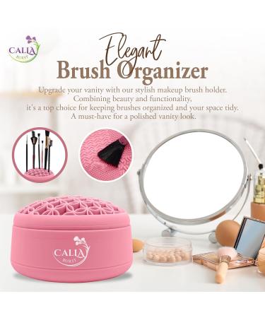 3 in 1 Silicone Makeup Brush Cleaner Mat & Organizer - Pink - Brush Washing Tool & Drying Rack for Beauty Essentials - Buy Online on GoSupps.com