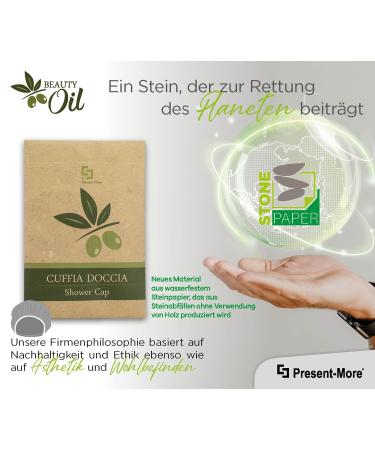 Present-More Shower Cap Beauty Oil - 250 Individually Bagged Caps for Hotels & B&B | Eco-Friendly Stone Paper Packaging - Buy Online on GoSupps.com