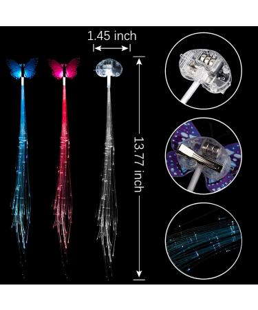 12 Pack LED Light Up Fairy Hair Butterfly Clips for Women & Girls - Glow in the Dark Party Favors, Neon Rave Accessories for Festival, Halloween, Christmas & Birthday - Buy Online on GoSupps.com