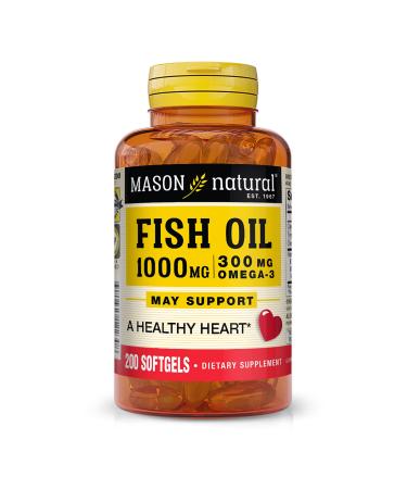 MASON NATURAL Fish Oil 1,000 mg with 300 mg Omega-3 200 Softgels - Buy Online on GoSupps.com