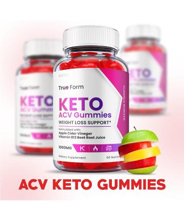 (2 Pack) True Form Keto Gummies with ACV - Vegan Formula with Vitamin B12, Beet Root Juice - 120 Gummies - Buy Online on GoSupps.com