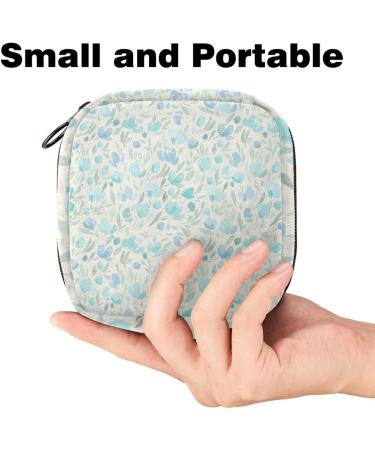 Light Blue Floral Menstrual Cup Bag - Large Zippered Storage for Periods Tampons & Pantyliners - Perfect for Women & Girls - Buy Online on GoSupps.com