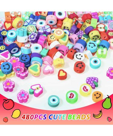 480 Pcs Fruit Flower Polymer Clay Beads - Trendy Smiley Bead Charms for Jewelry Making - Buy Online on GoSupps.com