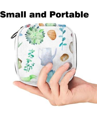 Watercolor Plant Succulents Sanitary Napkin Storage Bag - Period Tampon Makeup Pad Pouch - Buy Online on GoSupps.com