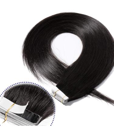 Shop UK Tape Extensions - 100g 100% Real Hair - Natural Black #1B 24-inch (60cm) | Premium Hair Extensions - Buy Online on GoSupps.com