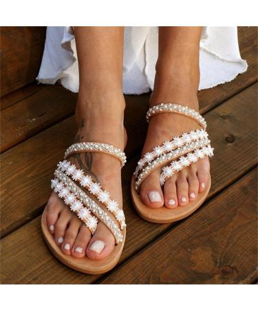 Orthopedic Sandals for Women | Ribbon Flower Detail | Bunion Corrector | White | Size 7 - Buy Online on GoSupps.com