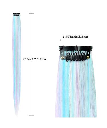 YMHPRIDE 30 PCS Colored Clip in Hair Extension 20 inch Mixed Color for Girls Women Kids - Fashion Cosplay Party Highlights - Buy Online on GoSupps.com