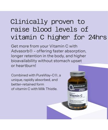 Quality of Life - Advasorb Vitamin C Supplement - 60 Vegicaps 60 Count (Pack of 1) - Buy Online on GoSupps.com