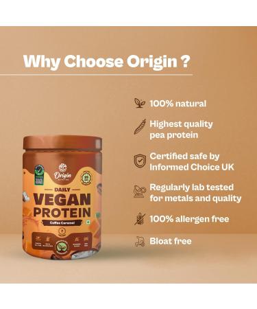 Ori Gin 100% Natural Vegan Protein Powder - Easy Digest Coffee Caramel 25g Plant-Based Protein Gluten & Dairy Free No Added Sugar Non-GMO - 7 Servings (258g - Buy Online on GoSupps.com