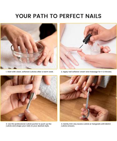 BEZOX Precision Curved Tip Cuticle Scissors - Professional Russian Style Nail Trimmer for Dead Skin & Hangnails - Sharp Blade for Right & Left-Handed Use - Buy Online on GoSupps.com