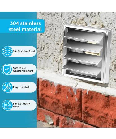 Dryer Vent Cover Stainless Steel Wall Exhaust Vent Cover with 4 Screws Weatherproof Exterior Wall Vent Cover Rustproof Dryer Vent Cover for Dryer and Extractors CA - Buy Online on GoSupps.com