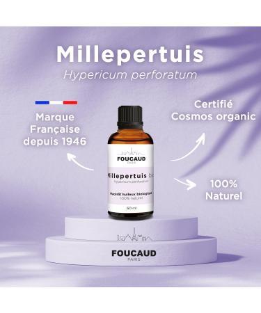 FOUCAUD | Mac r t Millepertuis | Hypericum perforatum | BIO | 100% naturelle | Adoucissante | Protectrice | Apaisante | D congestionnante | R paratrice | 50 ml | Marque Fran aise depuis 1946 Millepertuis Huiles V g tales & Mac r ts - Buy Online on GoSupps.com