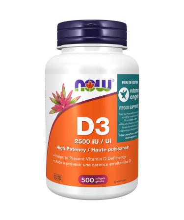 NOW Supplements Vitamin D3 2500 IU Softgels 500 Count NUTRITION_BAR
