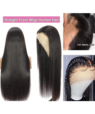 ALLMAY Straight Lace Front Human Hair Wig 22 Inch - 13X4 Lace Frontal, Pre-Plucked, 150% Density, Brazilian Virgin Hair for Black Women - Natural Color, Glueless - Buy Online on GoSupps.com