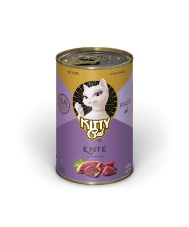 Kitty Cat Pat duck 6 x 400 g wet food for cats grain -free cat food with taurine salmon oil and green lip mussel single feed with high meat content made in Germany duck 400 g (6 Pack)