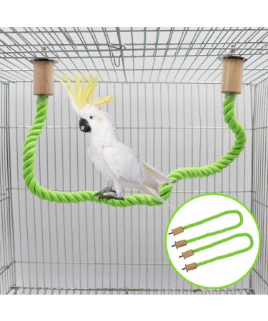 2 Pack Bird Hemp Rope Perch Swing, Bird Cage Stand Pole Accessories, Paw Grinding Standing Climbing Perch for Parrot, Parakeet, Budgies, Lovebirds 23.62"/60 cm