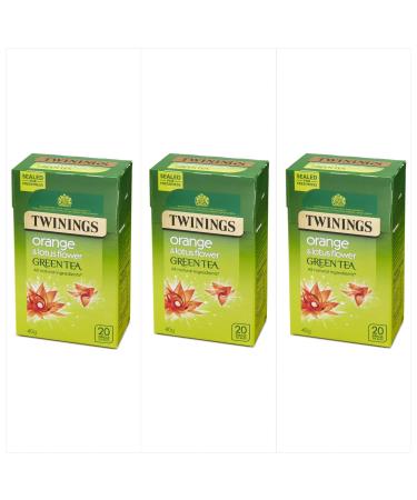 Twinings Green Tea Orange & Lotus Flower 20 Teabags - Pack of 3