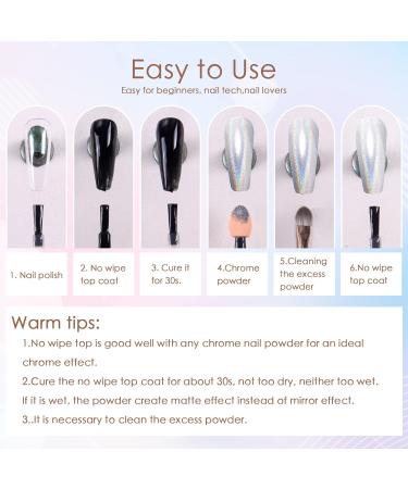 Shop Laza Chrome Nail Powder - Mirror Effect Metallic Glitter for DIY Gel Nail Art & Crafts | Holographic Pigment & Decoration - Buy Online on GoSupps.com