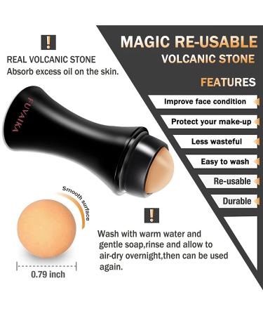 Oil Absorbing Volcano Roller with Replaceable Volcanic Balls - Portable Oil Control Roller for Instant Shine Removal (Black) - Buy Online on GoSupps.com