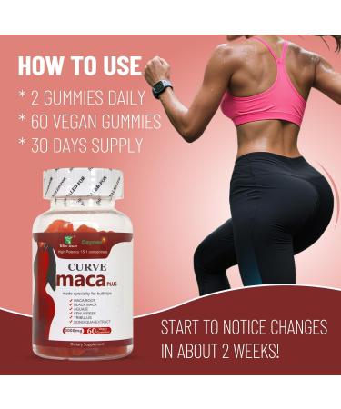 Wins Town Maca Plus Gummies 3000mg Gluteus Boost Vitamins Support Women's Extreme Curve Strawberry Flavor 60 Count - Buy Online on GoSupps.com