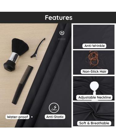 Segbeauty Barber Cape - Professional 55x63 Black Hair Cutting Cape with Adjustable Neck Size & Neck Duster Brush for Stylist - Ideal for Home Use & Salons - Buy Online on GoSupps.com