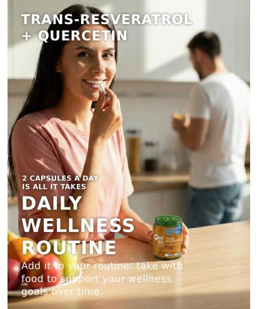ONE 365 Trans Resveratrol Supplement with Quercetin Antioxidant and Healthy Aging Support Promotes Health Cellular Heart Brain & Immune Function 1500mg Vegan Natural Capsules 90 Count - Buy Online on GoSupps.com