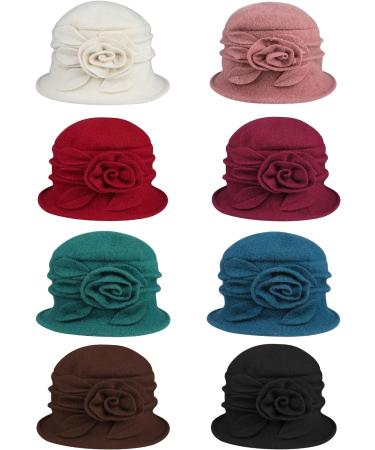 Sumolux Women's Vintage Floral Wool Beret Hat - French Style Cloche Winter Hat in White - Buy Online on GoSupps.com