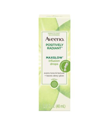 Aveeno Positively Radiant MaxGlow Infusion Drops with Moisture Rich Soy & Kiwi Complex  Hypoallergenic  Non-Comedogenic  Paraben- & Phthalate-Free Moisturizing Facial Serum  1.35 fl. oz