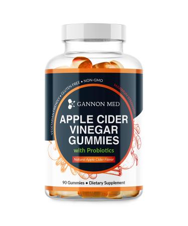 GANNON MED Apple Cider Vinegar Gummies - Probiotics Ginger & Tumeric - 90 Gummies Clean Energy Boost That Supports Metabolism Digestion Detox & Cleansing - Natural ACV with The Mother Supplement 90 Count (Pack of 1)