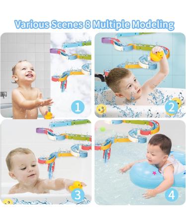 Bath Toy Set with Duck Slide Track Game for Kids - 37Pcs Water Toys for Bath Time - Educational DIY Shower Toys for Boys and Girls - Buy Online on GoSupps.com