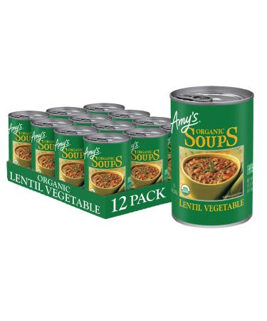Amy's Soup, Vegan, Gluten Free, Organic Lentil Vegetable, 14.5 Ounce (Pack of 12) Lentil Vegetable 14.5 Ounce (Pack of 12)