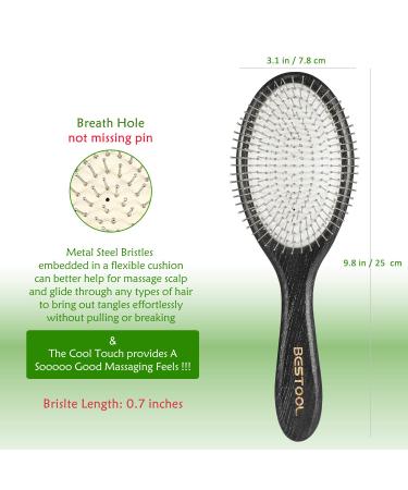 Bestool Paddle Detangler Hair Brush with Metal Bristles | Anti-Static for Women, Men, Kids | Detangling & Massaging | For All Hair Types | Wet & Dry | Daily Use - Buy Online on GoSupps.com