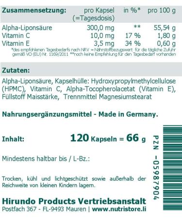 Alpha Lipoic Acid 300 mg Vegan Capsules - 120 pcs | Boost with Vitamins C & E | International Shipping Available - Buy Online on GoSupps.com