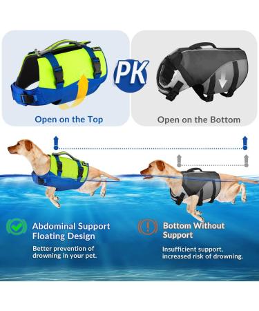 SlowTon Dog Life Jackets Enhanced Buoyancy Adjustable Neoprene Pet Float Lifejacket Aid with Reflective Rescue Handle Dogs Safety Swim Lifesaver Vests for Surfing Boating Pool Beach Sea S Yellow - Buy Online on GoSupps.com